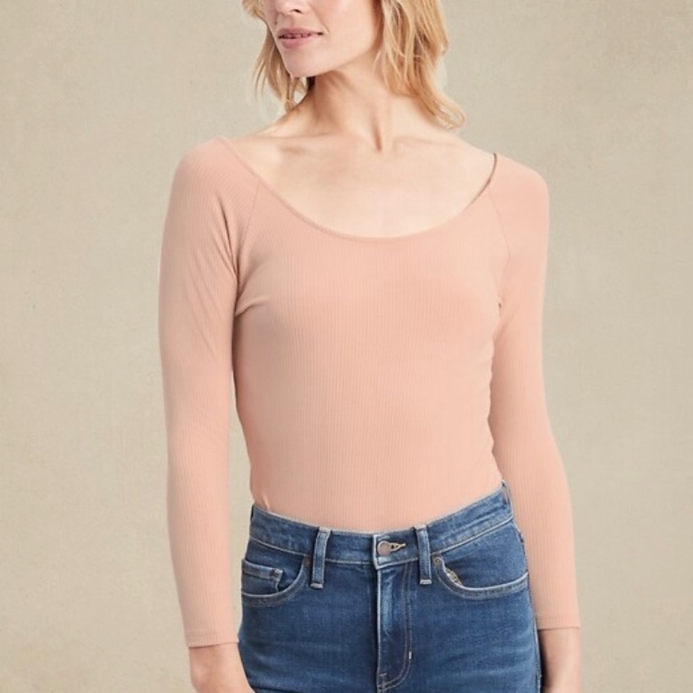 BANANA REPUBLIC RIBBED BALLET-NECK BODYSUIT